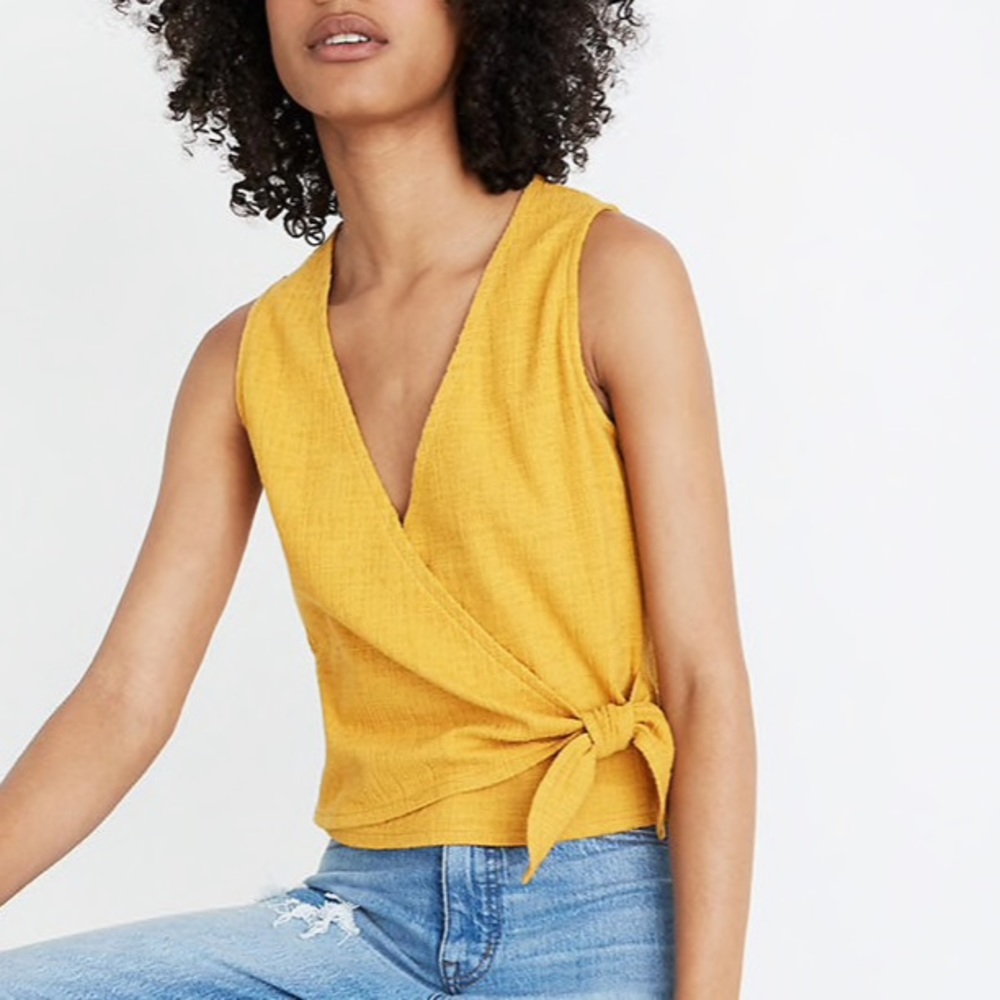 Madewell Texture and Thread Wrap Tie Top